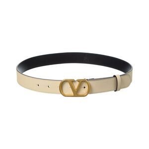 Valentino Vlogo Signature Leather Belt, White